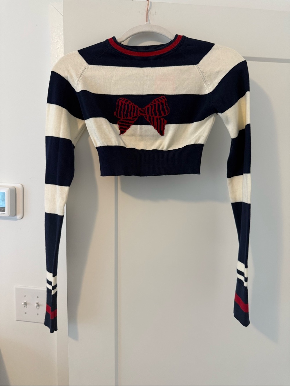 Edikted Striped Bow Cropped Sweater – NWT – Size S